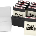 ExcelMark Mini Office Message Rubber Stamp Set - Red Ink - Storage Tray Included